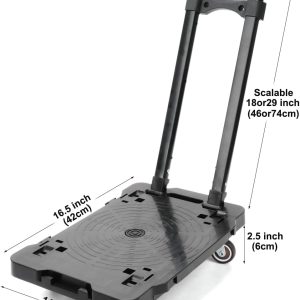 Folding Hand Truck, Connectable Furniture Dolly, 440 LB Capacity, Black, 1 Pack with Handle