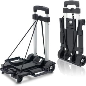 Folding Aluminum Hand Truck, 30kg / 66lb Capacity, Heavy Duty Multi-Functional Portable Luggage Trolley