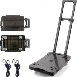 Folding Hand Truck, Connectable Furniture Dolly, 440 LB Capacity, Black, 1 Pack with Handle