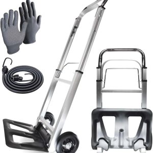 Heavy Duty Aluminium Folding Hand Truck Trolley, Multi-Purpose Sack Barrow Cart, 90kg Max Load Capacity