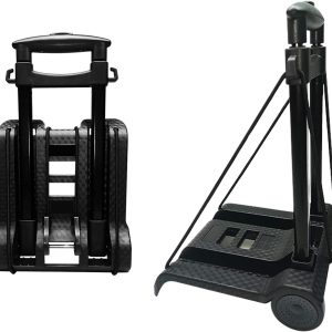 Folding Hand Truck, 40kg Capacity, Lightweight 3.1lbs, Adjustable Drawbar, Silent PVC Wheels, Compact Utility Cart