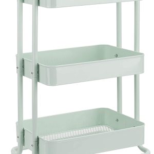 3-Tier Rolling Utility Cart – Mint Green