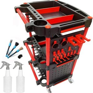 3-Tier Rolling Utility Cart with 2 Tool Hanging Boards, Garage & Workshop Storage